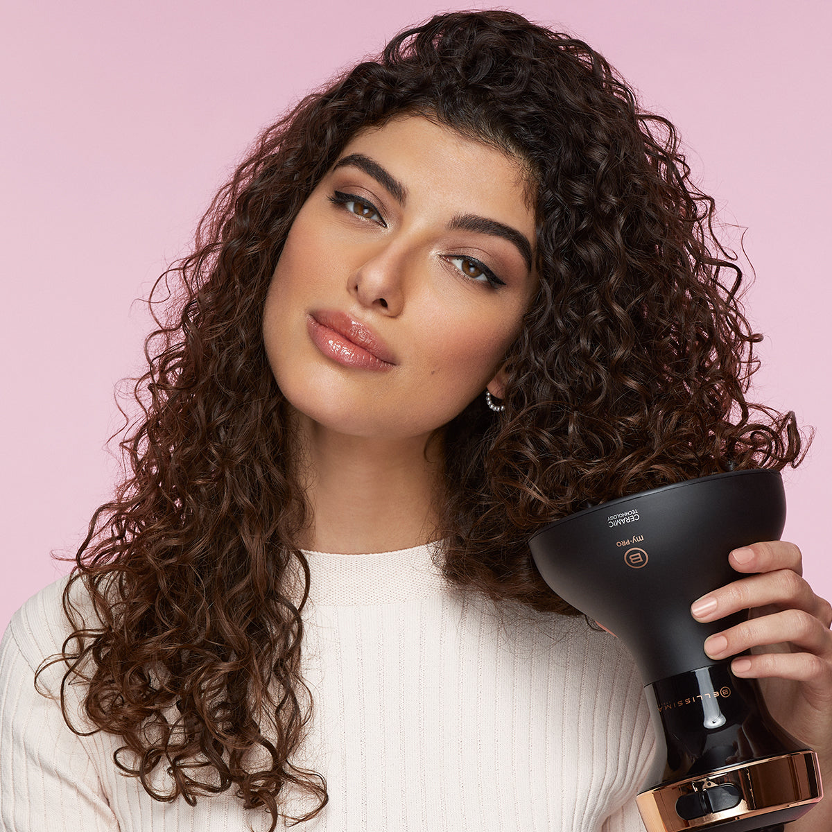 Curly hair  dryer by Bellissima Diffon - Styling long curly hair